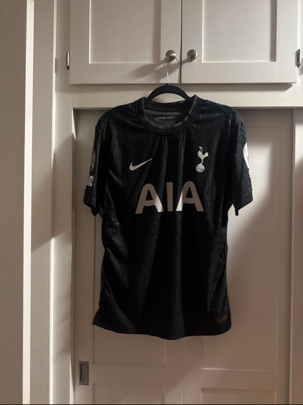 Nike Tottenham Hotspur Black Men's Soccer Jersey with White Logos